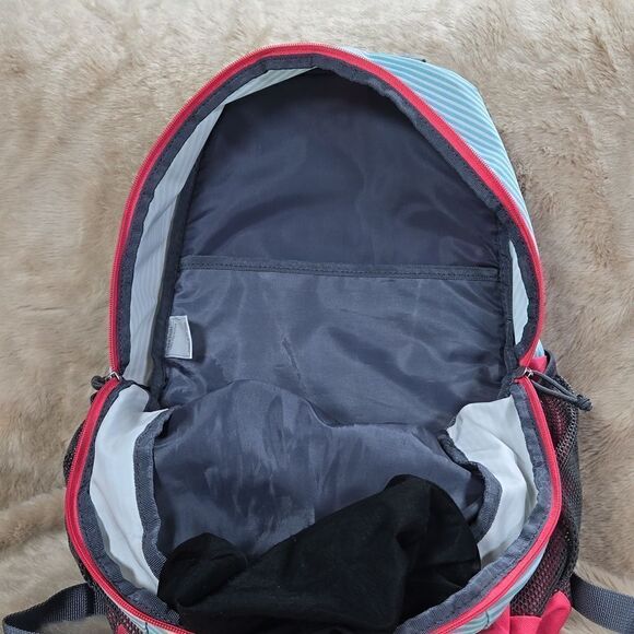 ADIDAS BTS CREATOR TURQUOISE AND WHITE STRIPED WITH PINK TRIM YOUTH BACKPACK - Picture 11 of 13